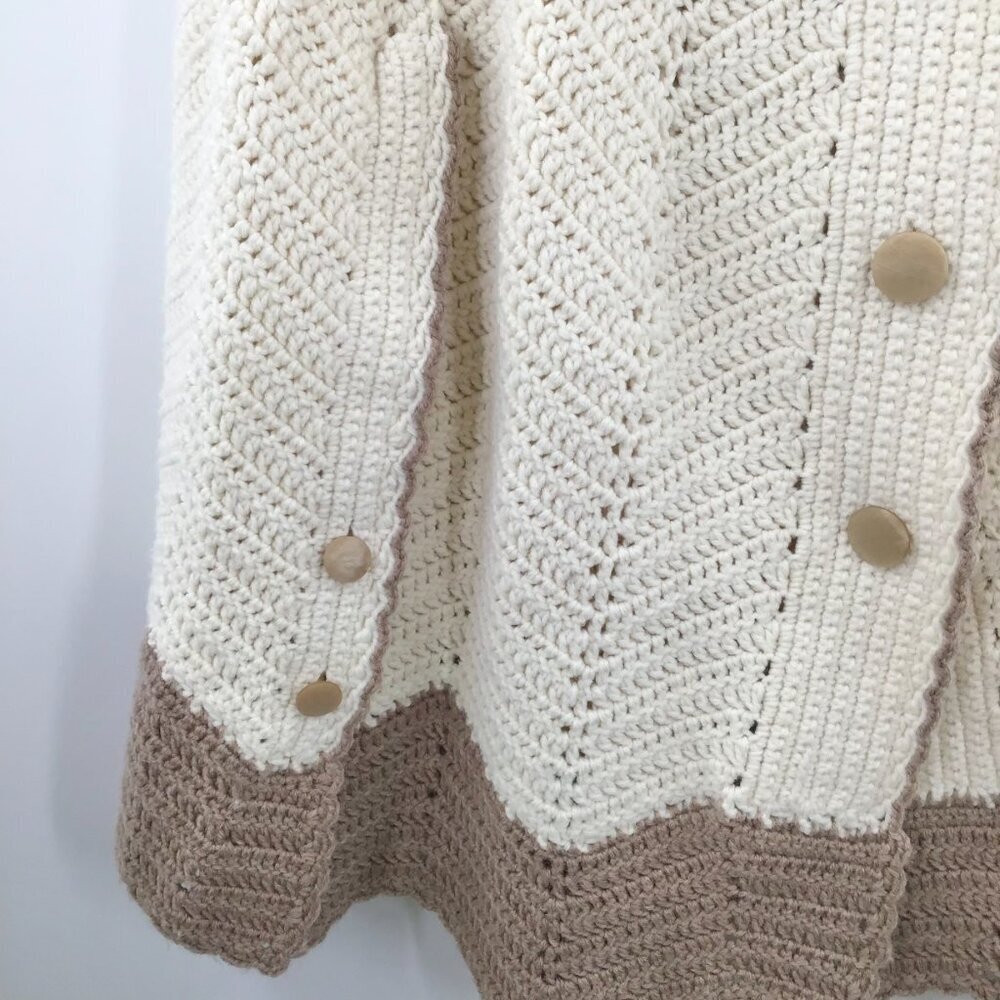 VTG Hand Crochet OS Capelet Short Cape Cream Boho Cottagecore Cosplay Prairie - Picture 8 of 11